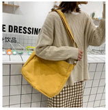 Preppy Style Women Hasp Canvas Shoulder Bag Casual Soft Zipper