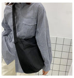 Preppy Style Women Hasp Canvas Shoulder Bag Casual Soft Zipper