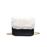 Winter Ladies Mini Pu Shoulder Bag Felt Stitching Small Square Bag