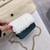 Winter Ladies Mini Pu Shoulder Bag Felt Stitching Small Square Bag