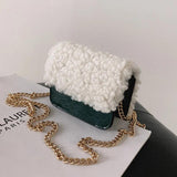 Winter Ladies Mini Pu Shoulder Bag Felt Stitching Small Square Bag