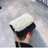 Winter Ladies Mini Pu Shoulder Bag Felt Stitching Small Square Bag
