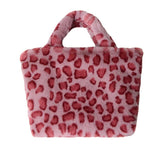 Winter Faux Fur Leopard Handbag Plush Messenger Bag Soft Warm Fur Bag Female Tra