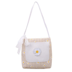 Floral Embroidered Shoulder Bag Women Handbag Lace Bow