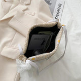 Floral Embroidered Shoulder Bag Women Handbag Lace Bow