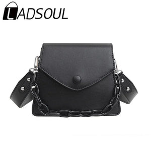 LADSOUL Autumn Women PU Leather Small Bag Solid Chain Portable Shoulder Messenge