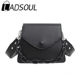 LADSOUL Autumn Women PU Leather Small Bag Solid Chain Portable Shoulder Messenge