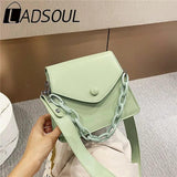 LADSOUL Autumn Women PU Leather Small Bag Solid Chain Portable Shoulder Messenge