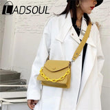 LADSOUL Autumn Women PU Leather Small Bag Solid Chain Portable Shoulder Messenge