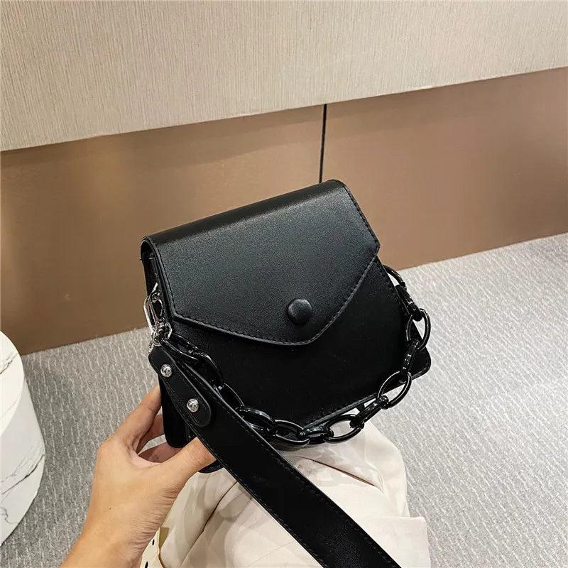 LADSOUL Autumn Women PU Leather Small Bag Solid Chain Portable Shoulder Messenge
