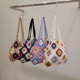 Women Knitted Retro Handbag Bohemia Style Shoulder Bag