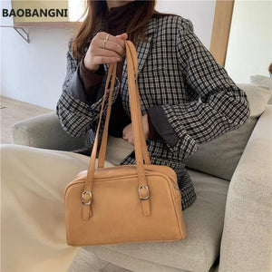 Green PU Leather Women Shoulder Bags Solid Ladies Tote Handbags