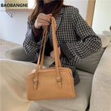 Green PU Leather Women Shoulder Bags Solid Ladies Tote Handbags