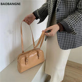 Green PU Leather Women Shoulder Bags Solid Ladies Tote Handbags