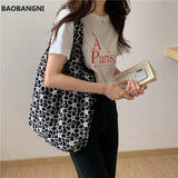 Women Canvas Shoulder Bags Flower Embroidery Totes Female Casual Floral Handbags
