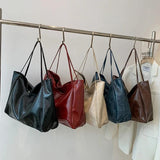 Women Casual Tote Large Capacity Shoulder Bag Soft PU Leather Handbag