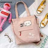 Women Corduroy Zipper Shoulder Bag Casual Tote Female Crossbody Bag