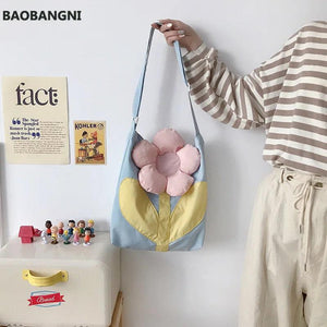 Spring Women Messenger Bag Lovely Flower Ladies Large Capacity Shopping Bags
