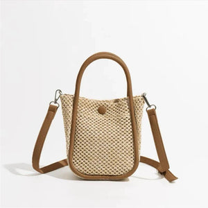 Retro Ladies Straw Handbags with Purse Summer Women Shoulder Messenger Bags