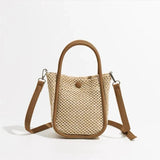 Retro Ladies Straw Handbags with Purse Summer Women Shoulder Messenger Bags