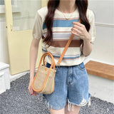 Retro Ladies Straw Handbags with Purse Summer Women Shoulder Messenger Bags