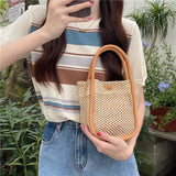 Retro Ladies Straw Handbags with Purse Summer Women Shoulder Messenger Bags