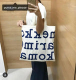Women Alphabet Canvas Shoulder Bags Female Casual Letter Printed Tote Handbags