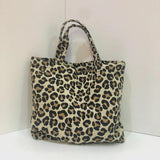 Leopard Jacquard Portable Shoulder Bag Lightweight Tote Handbag