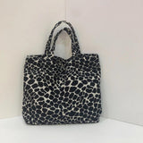 Leopard Jacquard Portable Shoulder Bag Lightweight Tote Handbag