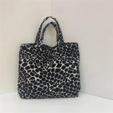 Leopard Jacquard Portable Shoulder Bag Lightweight Tote Handbag