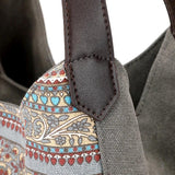 Striped Canvas Shoulder Bag Multi-layer Pockets Ladies Tote Hobos Bolsos