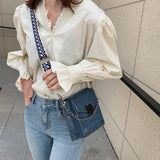 Women Pu Leather Small Crossbody Bag with Wide Shoulder Strap