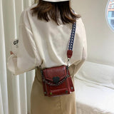 Women Pu Leather Small Crossbody Bag with Wide Shoulder Strap