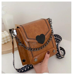 Women Pu Leather Small Crossbody Bag with Wide Shoulder Strap
