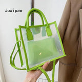Summer Candy PVC Beach Shoulder Bag for Women Transparent Composite Handbag