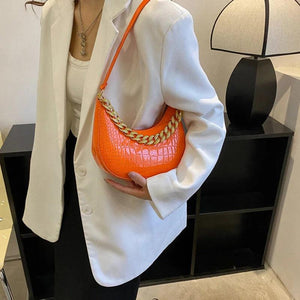 Crocodile Pattern Women Shoulder Bag Pu Leather Handbags Ladies Underarm Bags