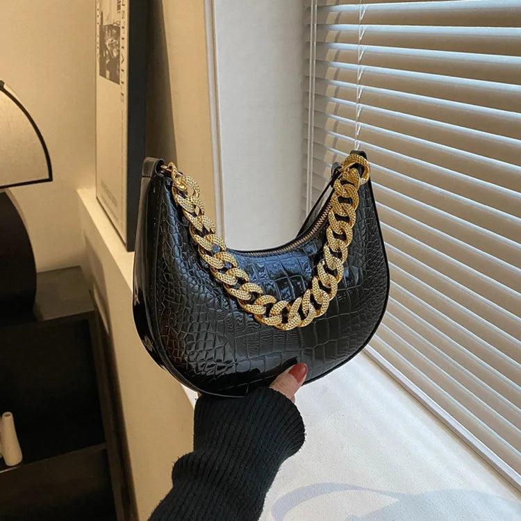 Crocodile Pattern Women Shoulder Bag Pu Leather Handbags Ladies Underarm Bags