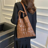 Winter Nylon Tote Handbag for Women, Cotton Padded Shoulder Bag