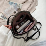 Vintage Shell Lock Bag Crossbody Shoulder Chains PU Leather Tote Handbags