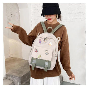 Girls Nylon Backpack INS Waterproof Backpack Large Capacity Travel Bag