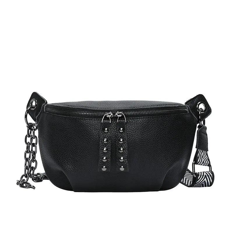 High First layer cowhide Women Handbag 100% Leather Ladies Shoulder Bag Chain