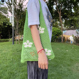 Hollow Mesh Beach Bags Flower Handbag Women's Shoulder Shopping
