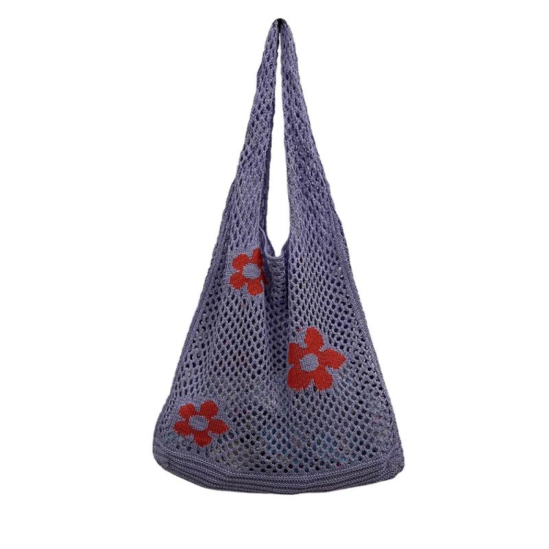 Hollow Mesh Beach Bags Flower Handbag Women's Shoulder Shopping