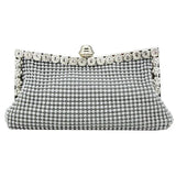 Glitter Bead Evening Clutch Bag Silver Vintage Bridal Purse