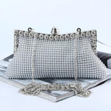 Glitter Bead Evening Clutch Bag Silver Vintage Bridal Purse