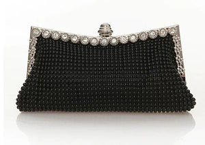 Glitter Bead Evening Clutch Bag Silver Vintage Bridal Purse