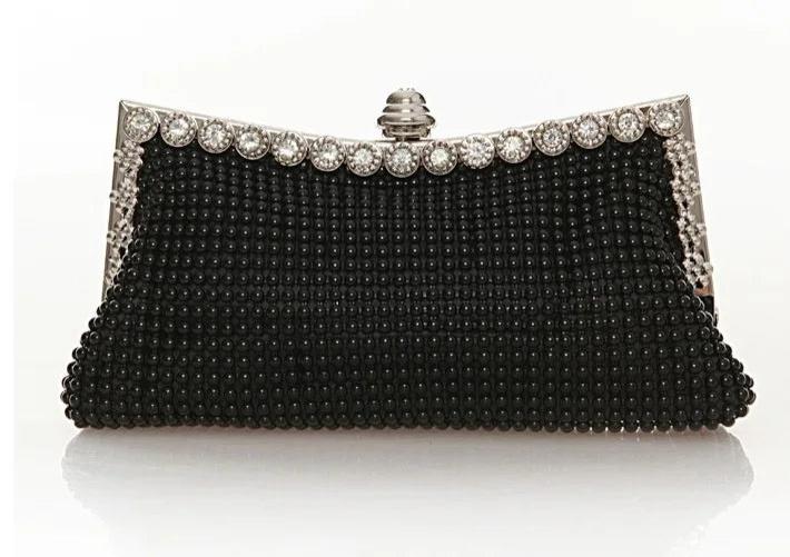 Glitter Bead Evening Clutch Bag Silver Vintage Bridal Purse