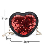 Girls Messenger Bag Heart Sequin Leather Mini Bag Baby Handbag