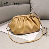 Pleated Pu Leather Crossbody Bag Small Clutch Lady Shoulder Messenger Bag