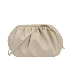 Pleated Pu Leather Crossbody Bag Small Clutch Lady Shoulder Messenger Bag